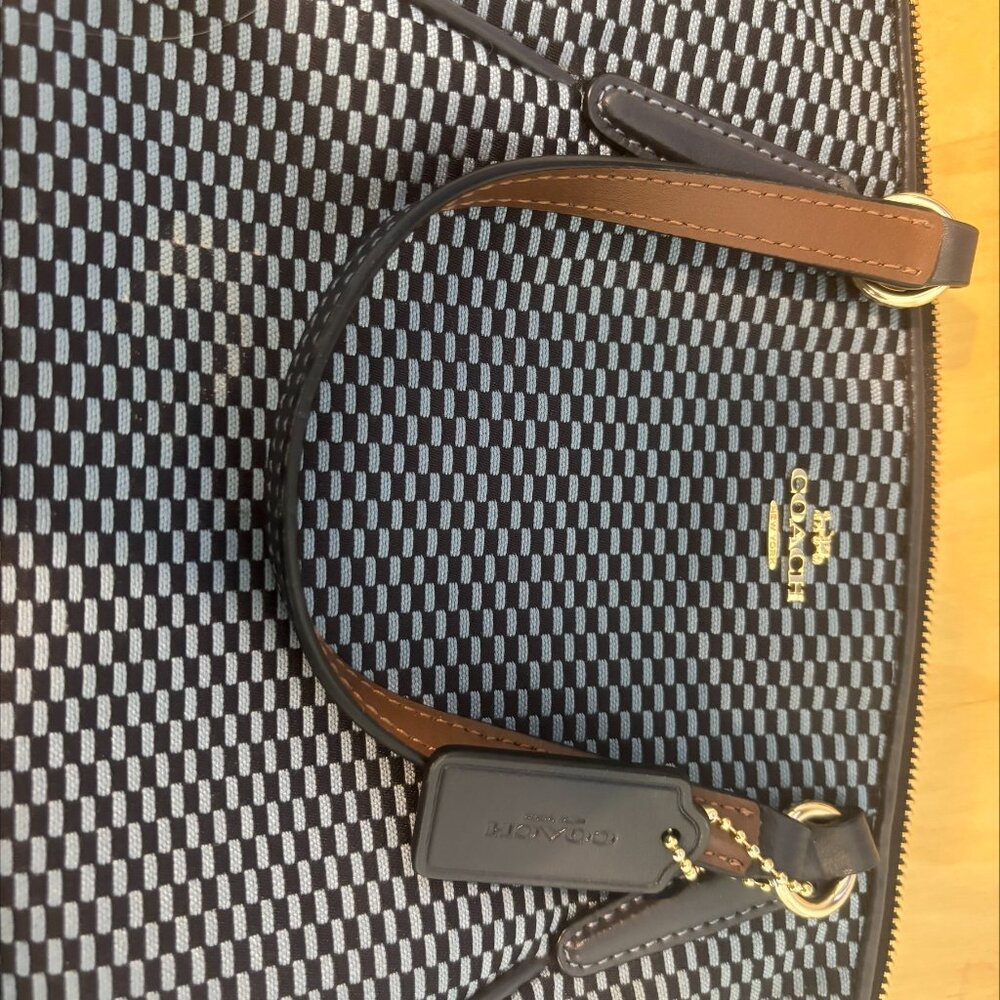 COACH shoulder bag handbag F27574 canvas leather navy blue ladies - Picture 6 of 7